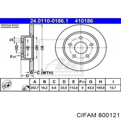 Disco de freno trasero Ford Sierra 1 GBC