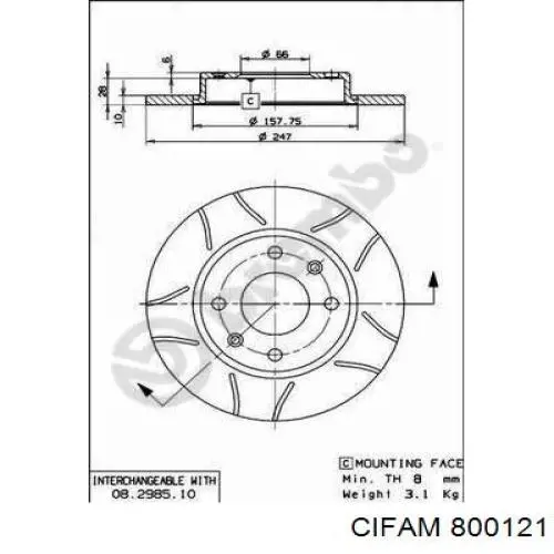 Disco de freno trasero Ford Sierra 1 GBC