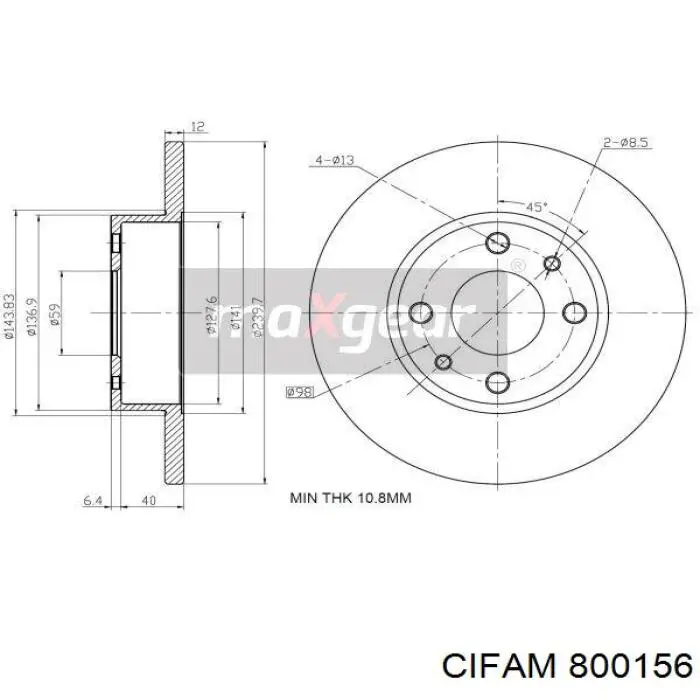 800-156 Cifam freno de disco delantero