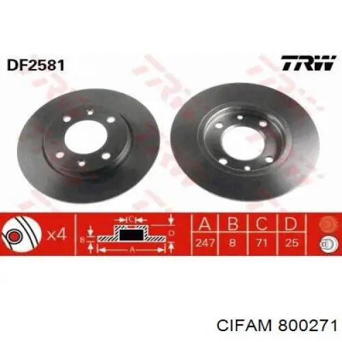 Disco de freno trasero Peugeot 206 2A/C