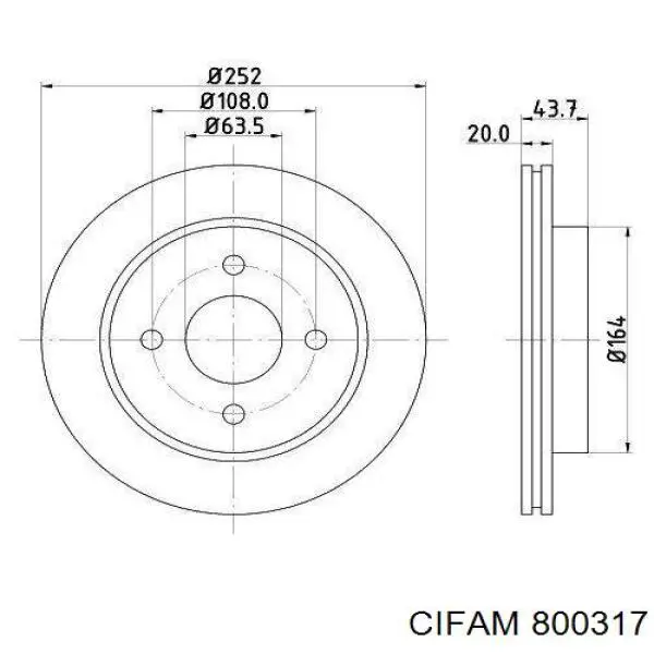 800-317 Cifam disco de freno trasero