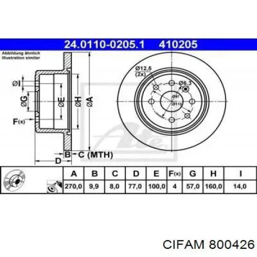 800-426 Cifam disco de freno trasero