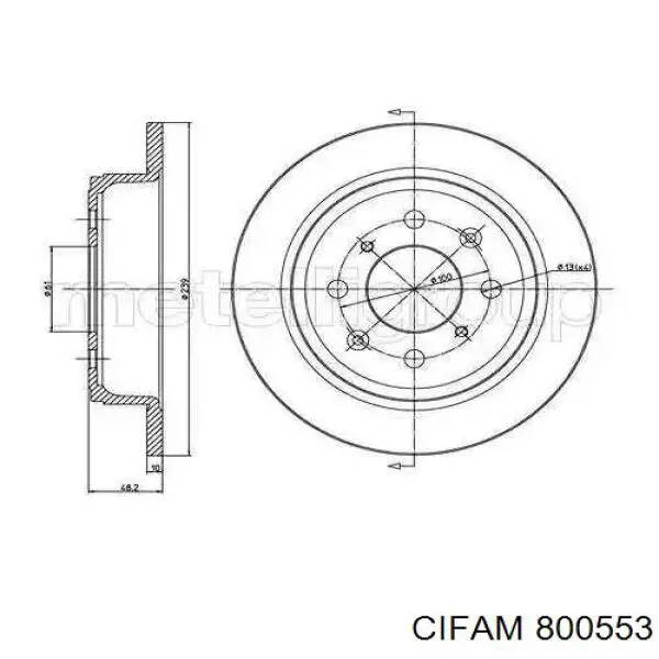800-553 Cifam disco de freno delantero