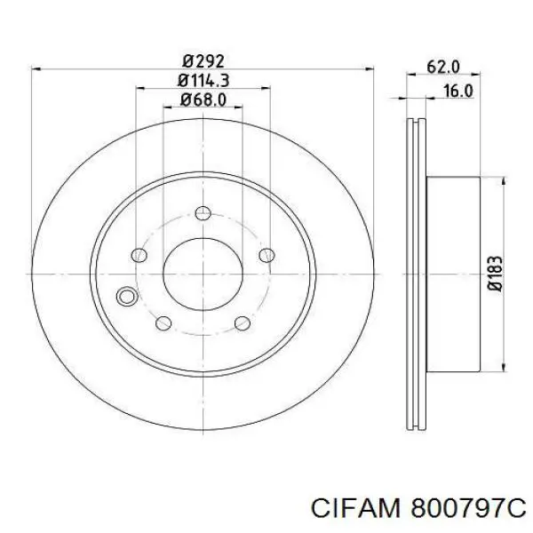 800-797C Cifam disco de freno trasero