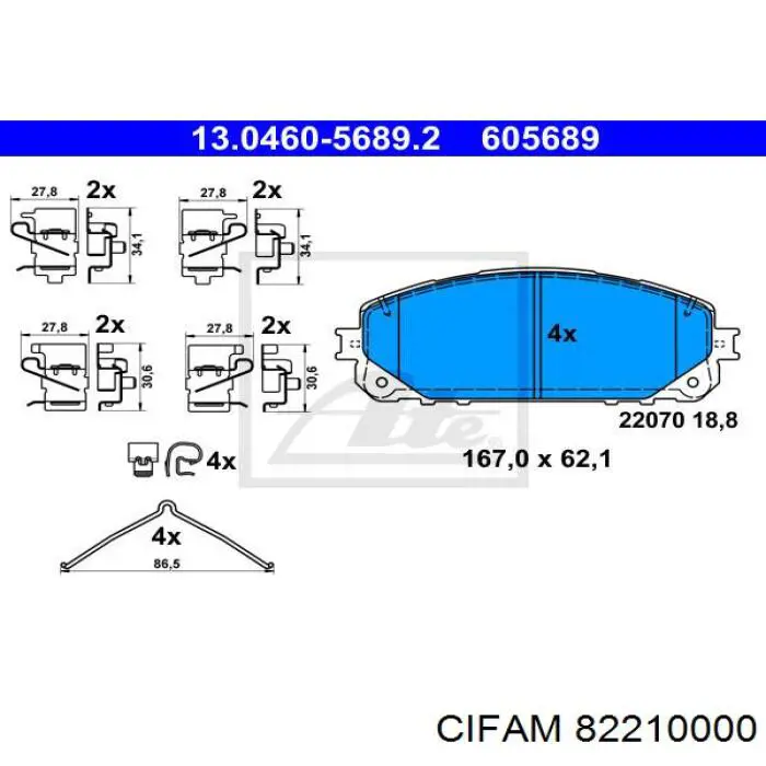 82210000 Cifam pastillas de freno delanteras