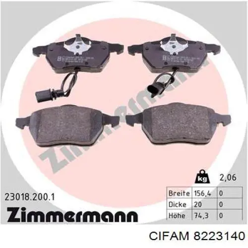 Comprar 8223140 Cifam Pastillas delanteras de freno