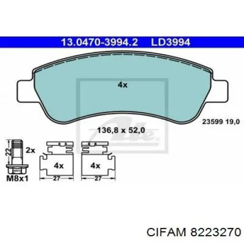 8223270 Cifam Pastillas delanteras