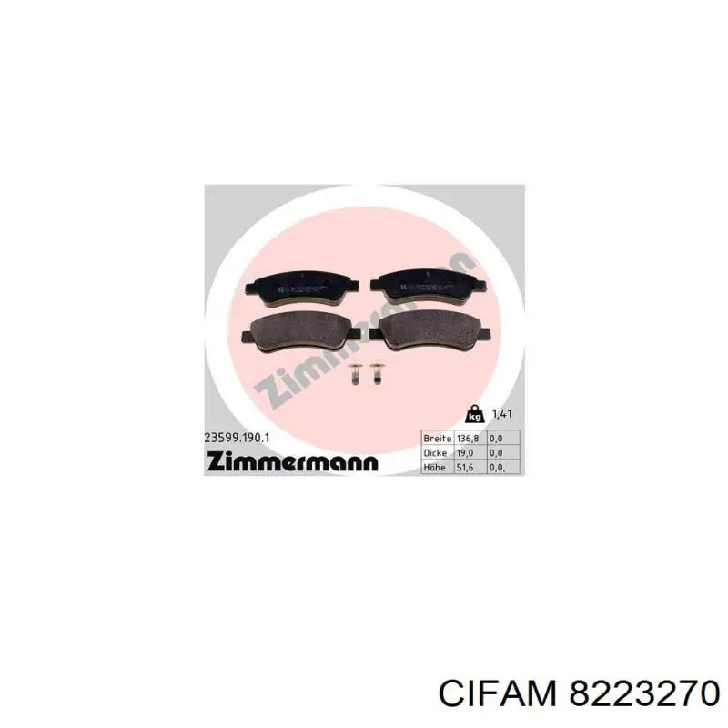 Pastillas de freno 8223270 Cifam