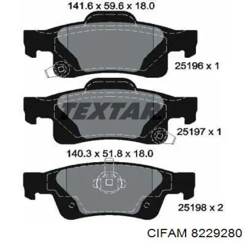 822-928-0 Cifam pastillas de freno traseras