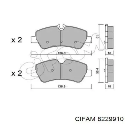 822-991-0 Cifam pastillas de freno traseras