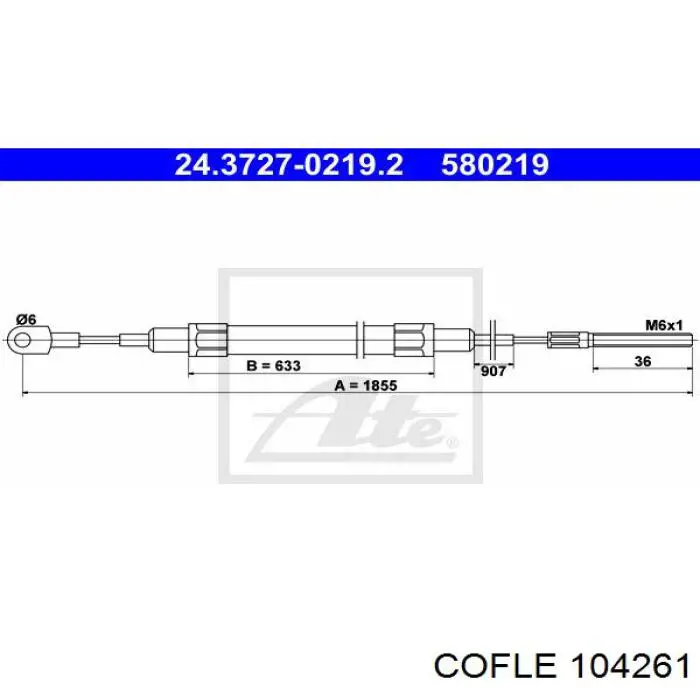 10.4261 Cofle cable de freno de mano trasero derecho/izquierdo