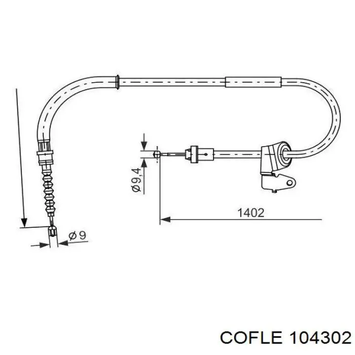 104302 Cofle cable de freno de mano trasero derecho