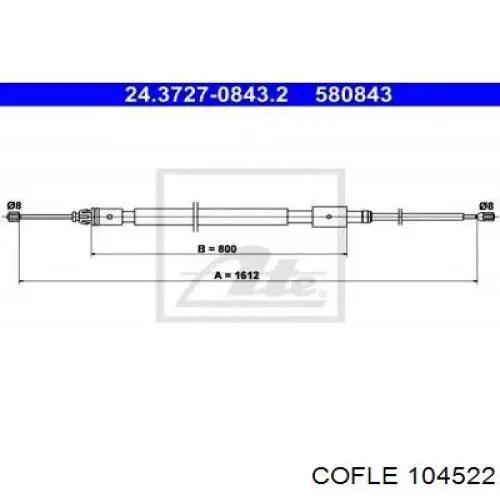 Cable de freno de mano trasero derecho/izquierdo 2001406 Beca Cables