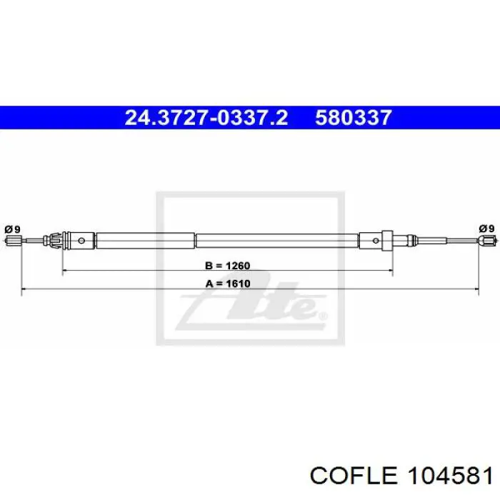 038297 Cautex cable de freno de mano trasero izquierdo