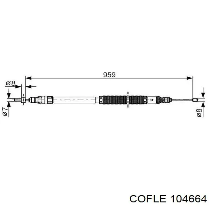 10.4664 Cofle cable de freno de mano trasero derecho