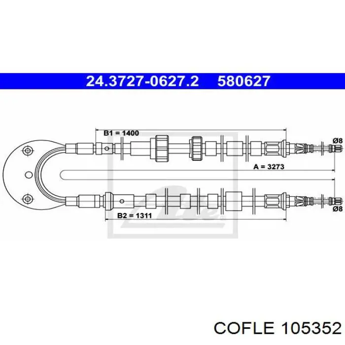105352 Cofle cable de freno de mano trasero derecho/izquierdo
