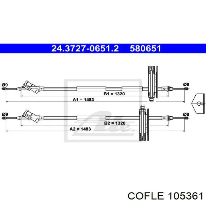 Cable de freno de mano trasero derecho/izquierdo 1306212 Ford