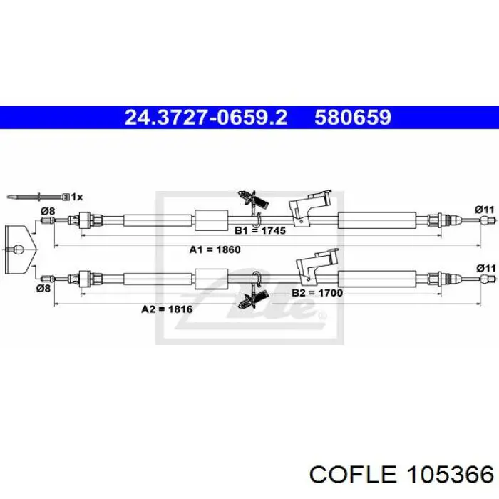 Cable de freno de mano trasero derecho/izquierdo para Ford C-Max (CB3)