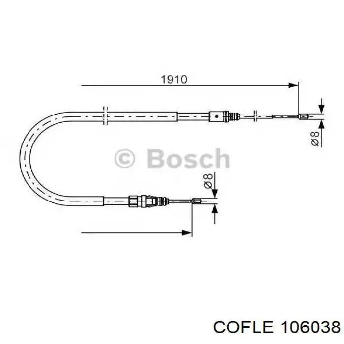 10.6038 Cofle cable de freno de mano trasero derecho/izquierdo