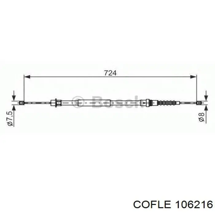 Cable de freno de mano trasero derecho 4745P9 Peugeot/Citroen