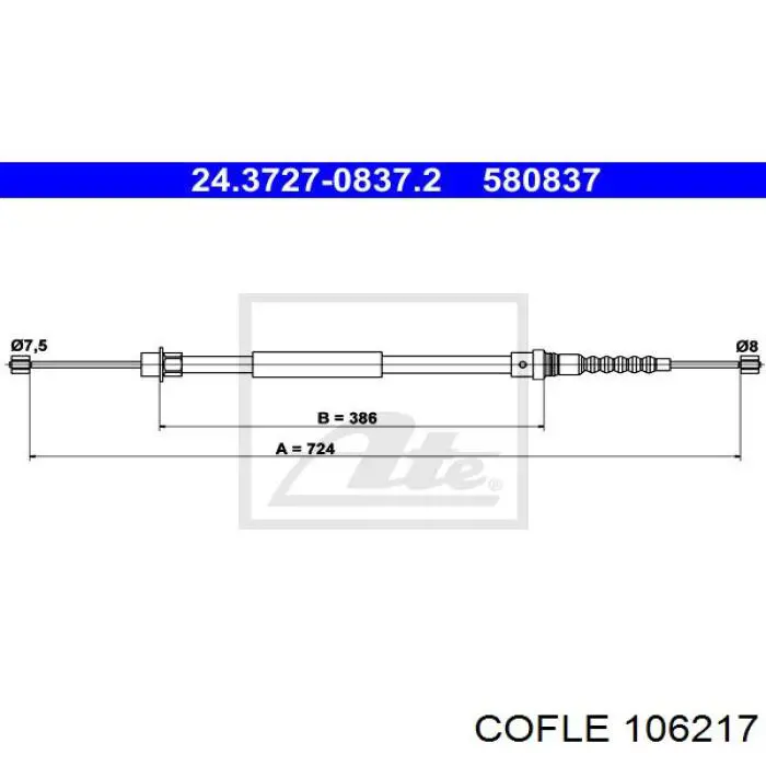 E074172 Eurorepar cable de freno de mano trasero izquierdo