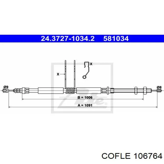 E074134 Peugeot/Citroen cable de freno de mano trasero derecho