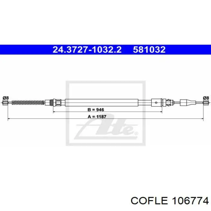 10.6774 Cofle cable de freno de mano trasero derecho/izquierdo