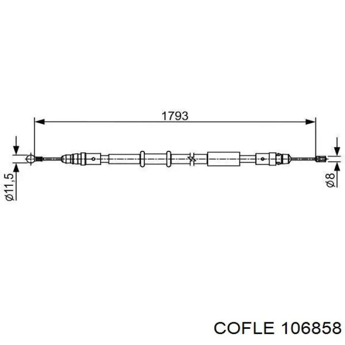 106858 Cofle cable de freno de mano trasero derecho/izquierdo