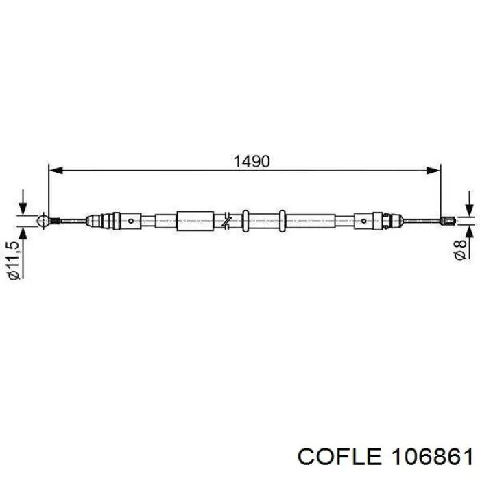 10.6861 Cofle cable de freno de mano trasero derecho/izquierdo