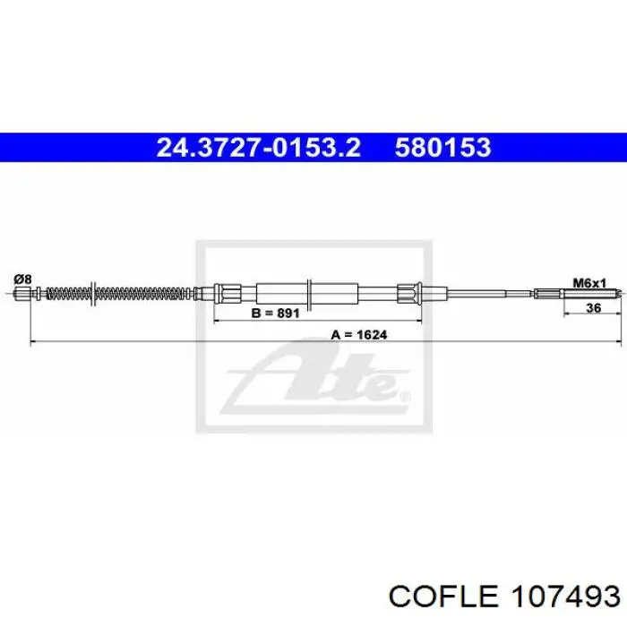 10.7493 Cofle cable de freno de mano trasero derecho/izquierdo