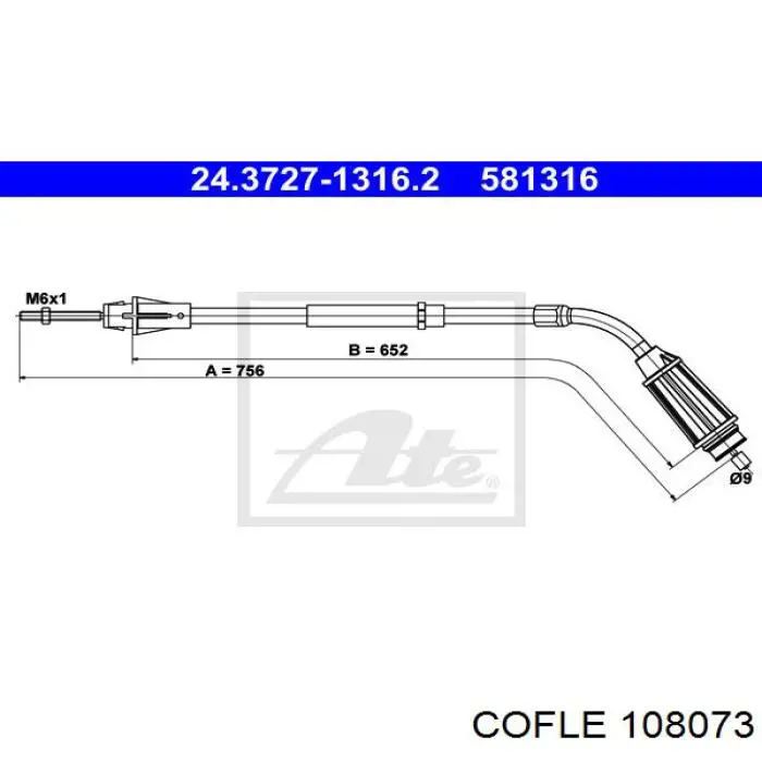 10.8073 Cofle cable de freno de mano trasero izquierdo