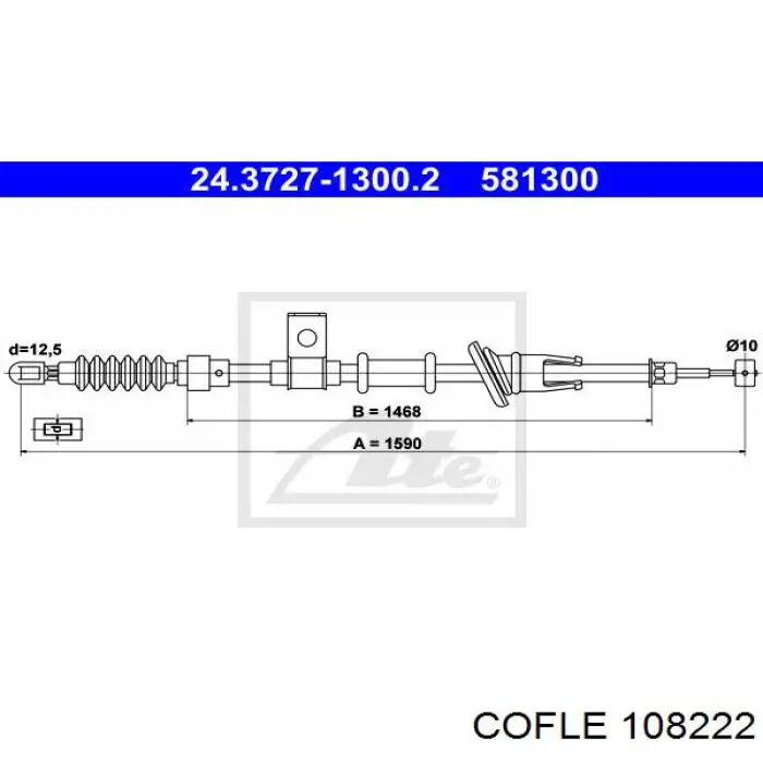 10.8222 Cofle cable de freno de mano trasero derecho