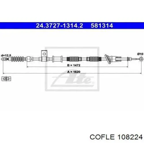 10.8224 Cofle cable de freno de mano trasero derecho