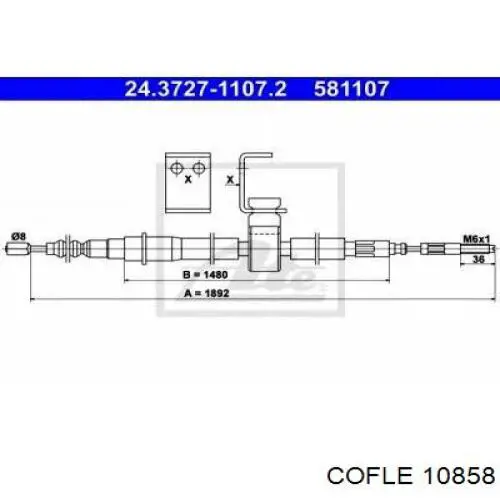 10.858 Cofle cable de freno de mano trasero derecho