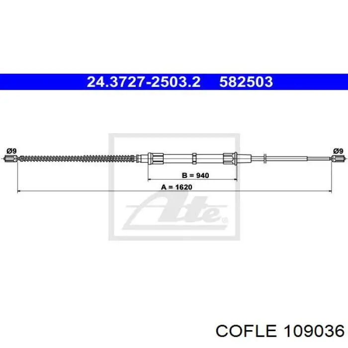 109036 Cofle cable de freno de mano trasero derecho/izquierdo