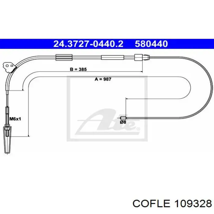 10.9328 Cofle cable de freno de mano delantero