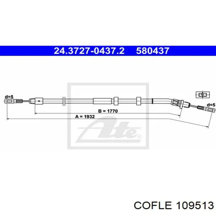 109513 Cofle cable de freno de mano trasero derecho