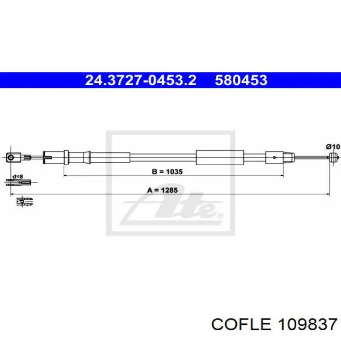 2702301 Adriauto cable de freno de mano trasero izquierdo