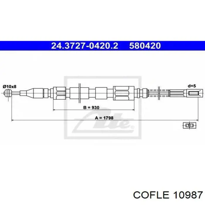 10.987 Cofle cable de freno de mano trasero derecho/izquierdo