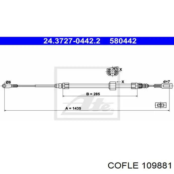 109881 Cofle cable de freno de mano delantero