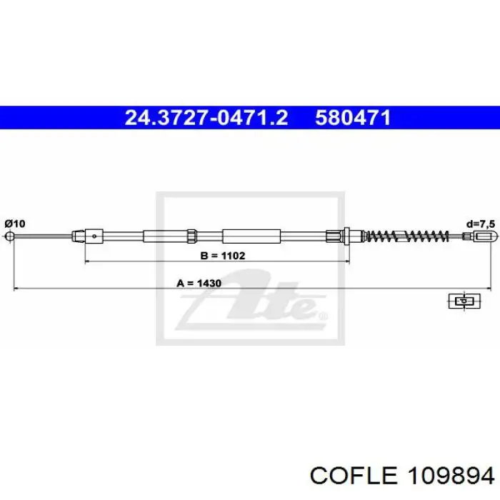 109894 Cofle cable de freno de mano trasero derecho/izquierdo