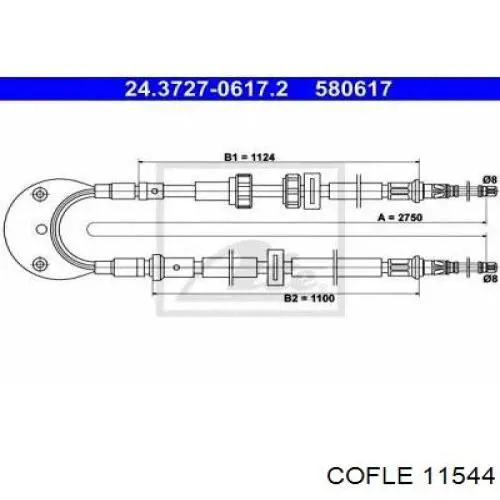 11.544 Cofle cable de freno de mano trasero derecho/izquierdo