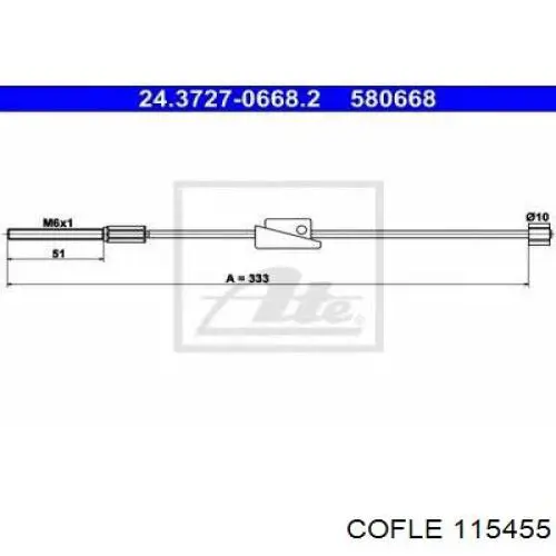 5S512853AA Ford cable de freno de mano delantero