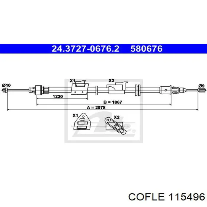 11.5496 Cofle cable de freno de mano trasero izquierdo