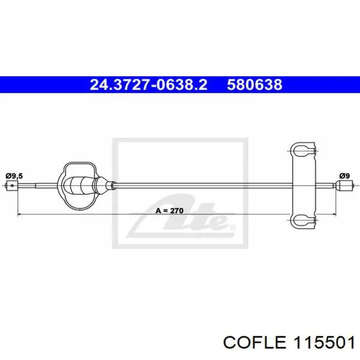 Cable de freno de estacionamiento delantero 303014 Beca Cables