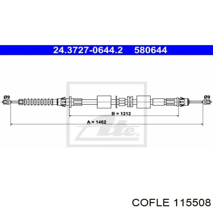 81748 Metalcaucho Cable de freno de mano trasero derecho/izquierdo