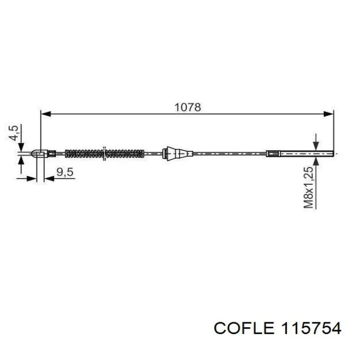 11.5754 Cofle cable de freno de mano trasero derecho