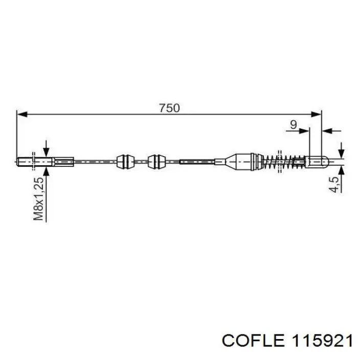 115921 Cofle cable de freno de mano trasero izquierdo