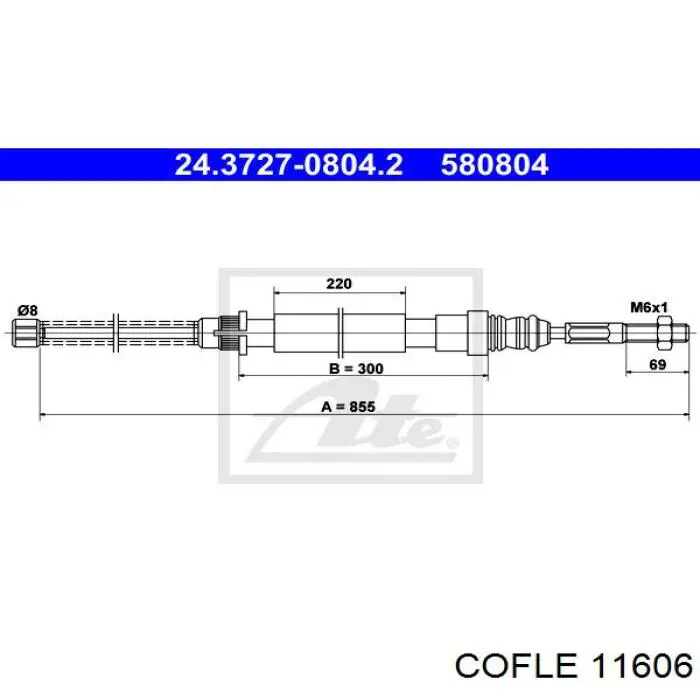 11.606 Cofle cable de freno de mano trasero izquierdo