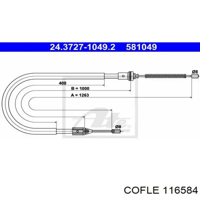 80371 Metalcaucho cable de freno de mano trasero izquierdo
